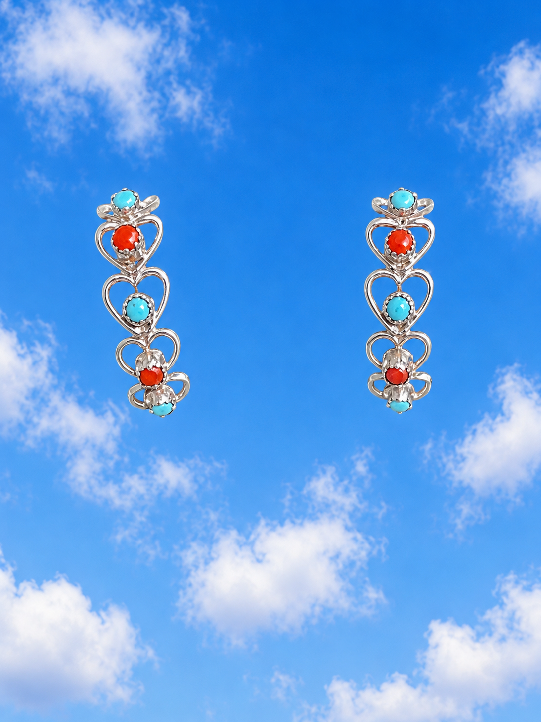 Multiple Hearts-Shaped with Turquoise Stones