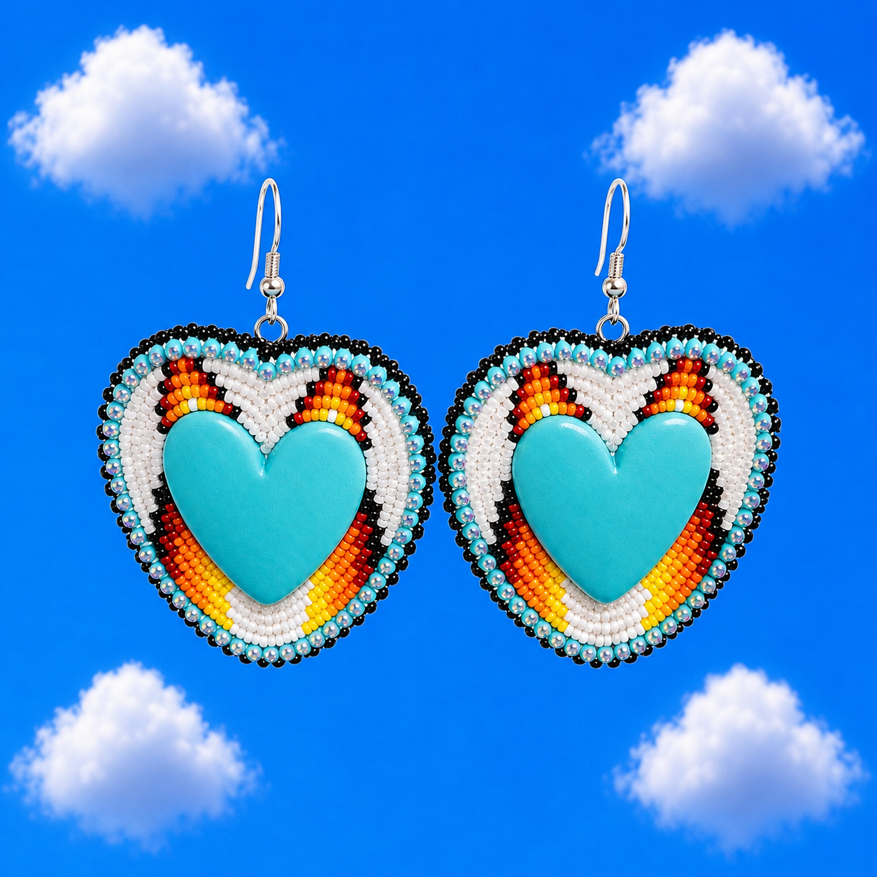 Native American Beaded Heart Earrings 1 of 1’s