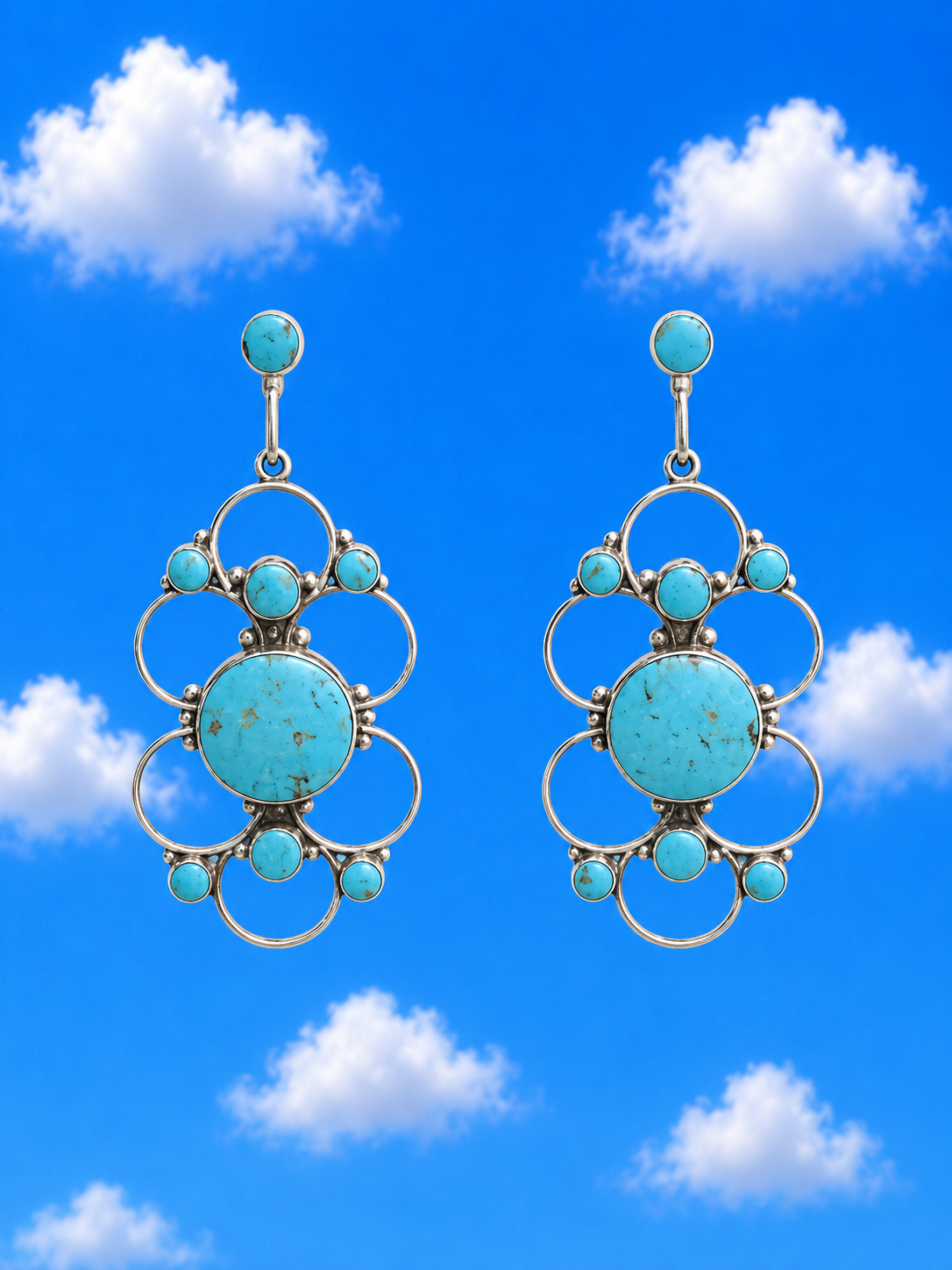 Turquoise Stones Sterling Silver Earrings