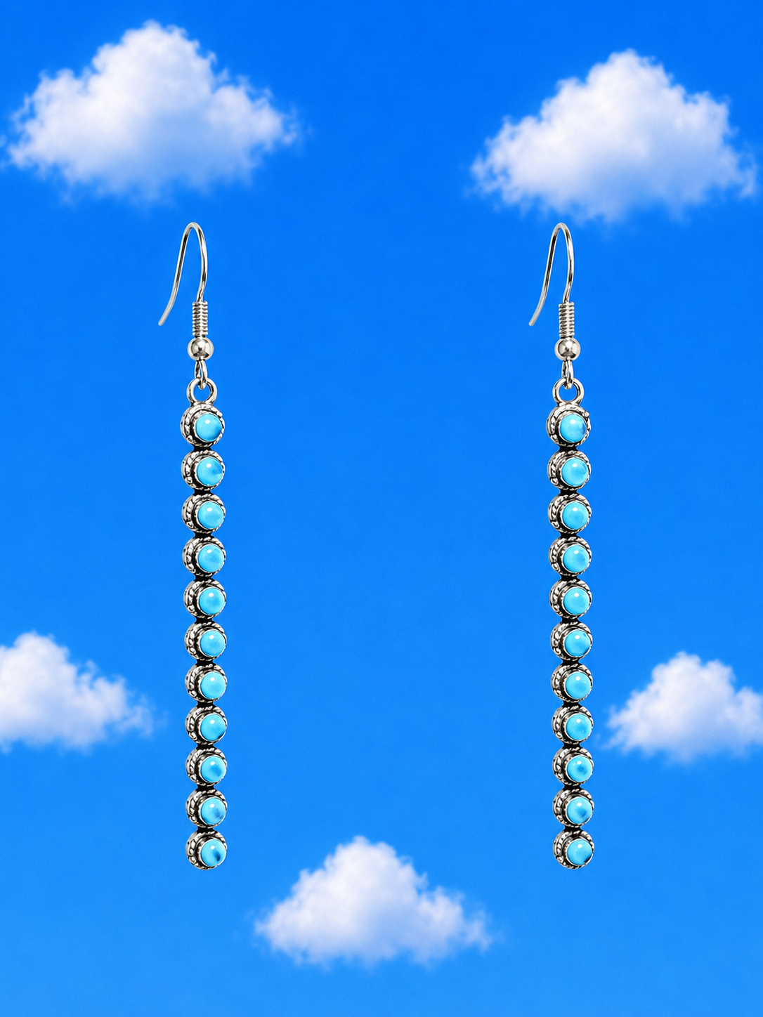 Long Turquoise and Sterling Silver Earrings