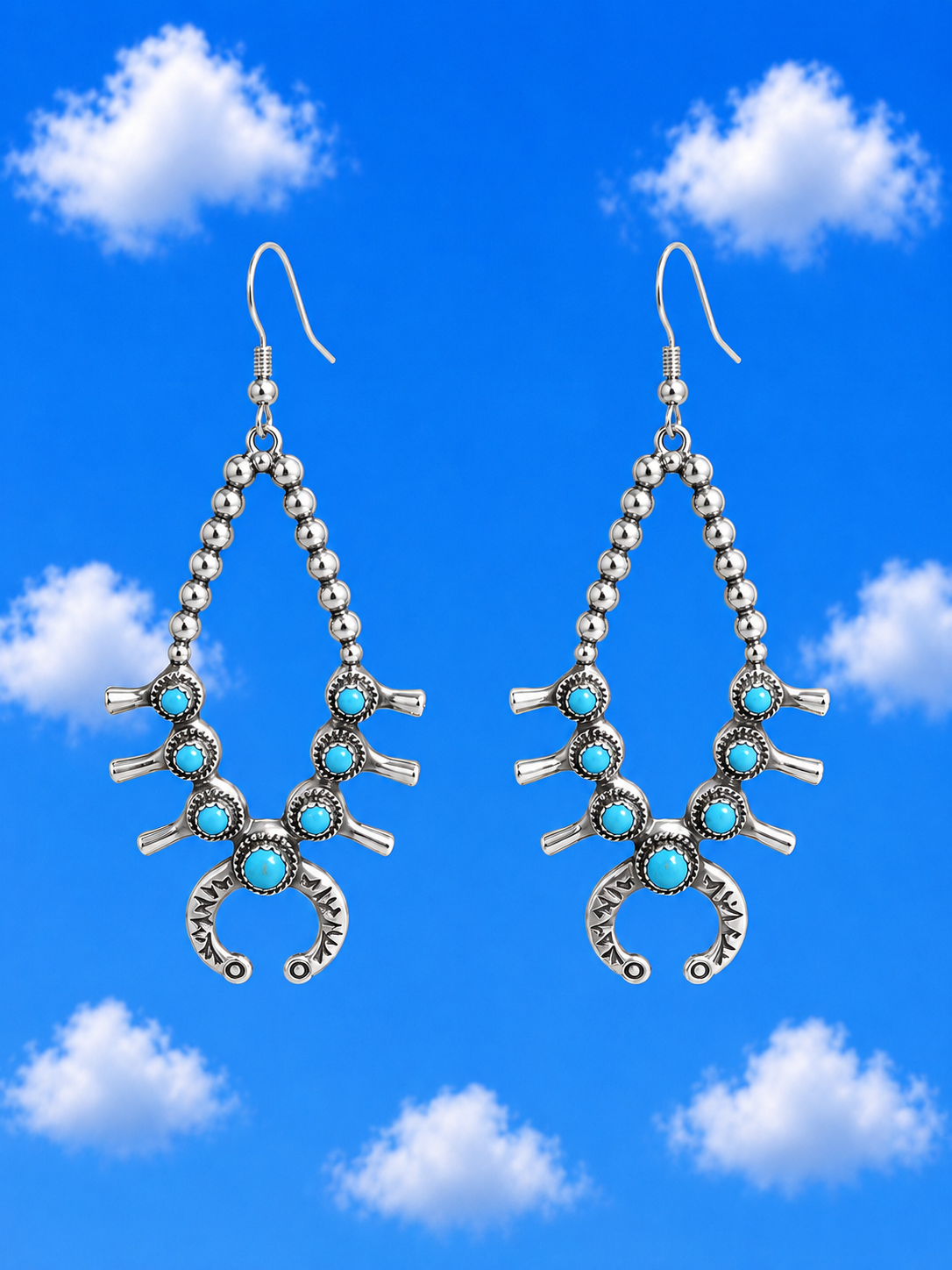 Sterling Silver Squash Blossom with Turquoise