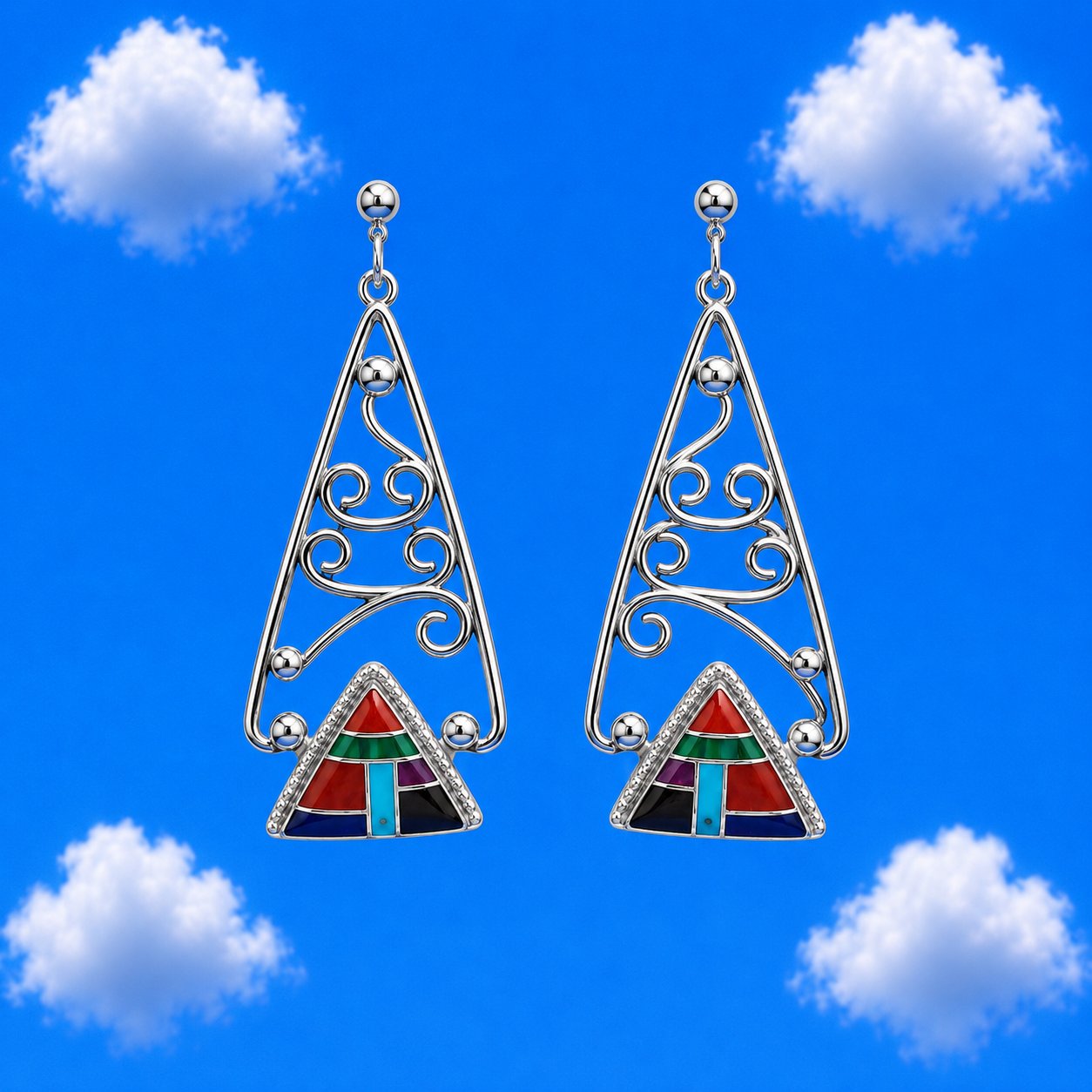 Native American sterling silver multistone earrings a Kimmie Sue Collection
