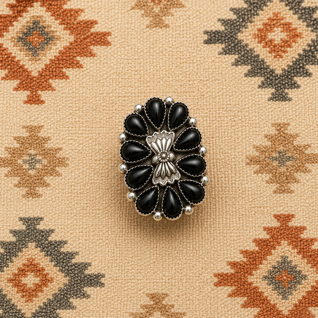 Black onyx sterling silver ring