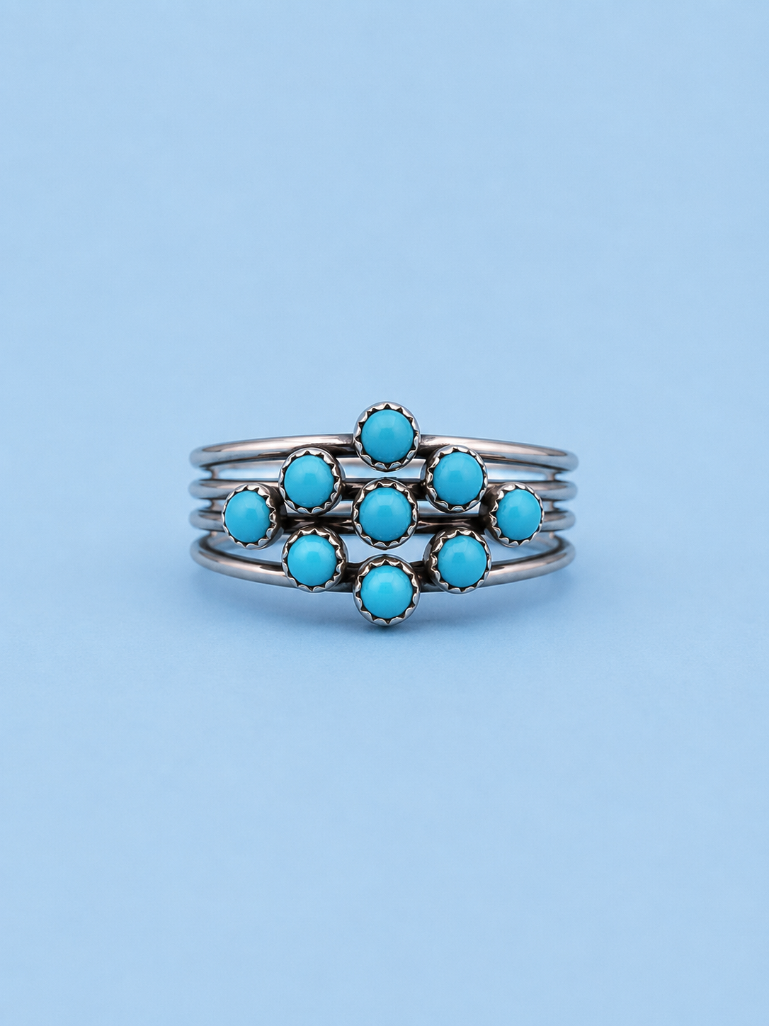 Turquoise spinning sterling silver ring
