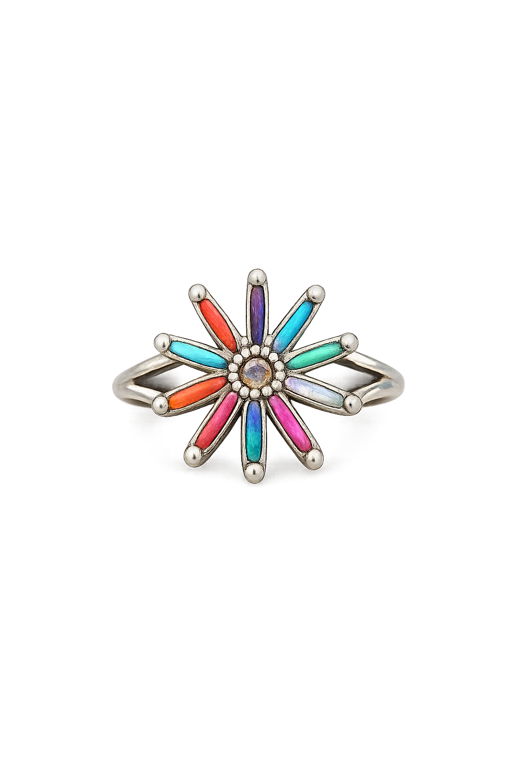 Multi stone sterling silver ring