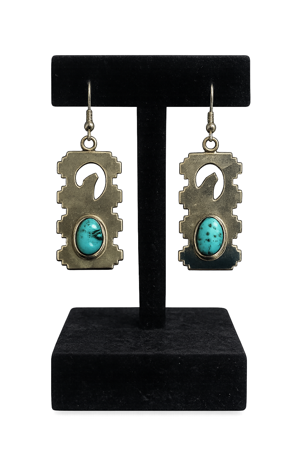 Nickel silver turquoise necklace and earring set