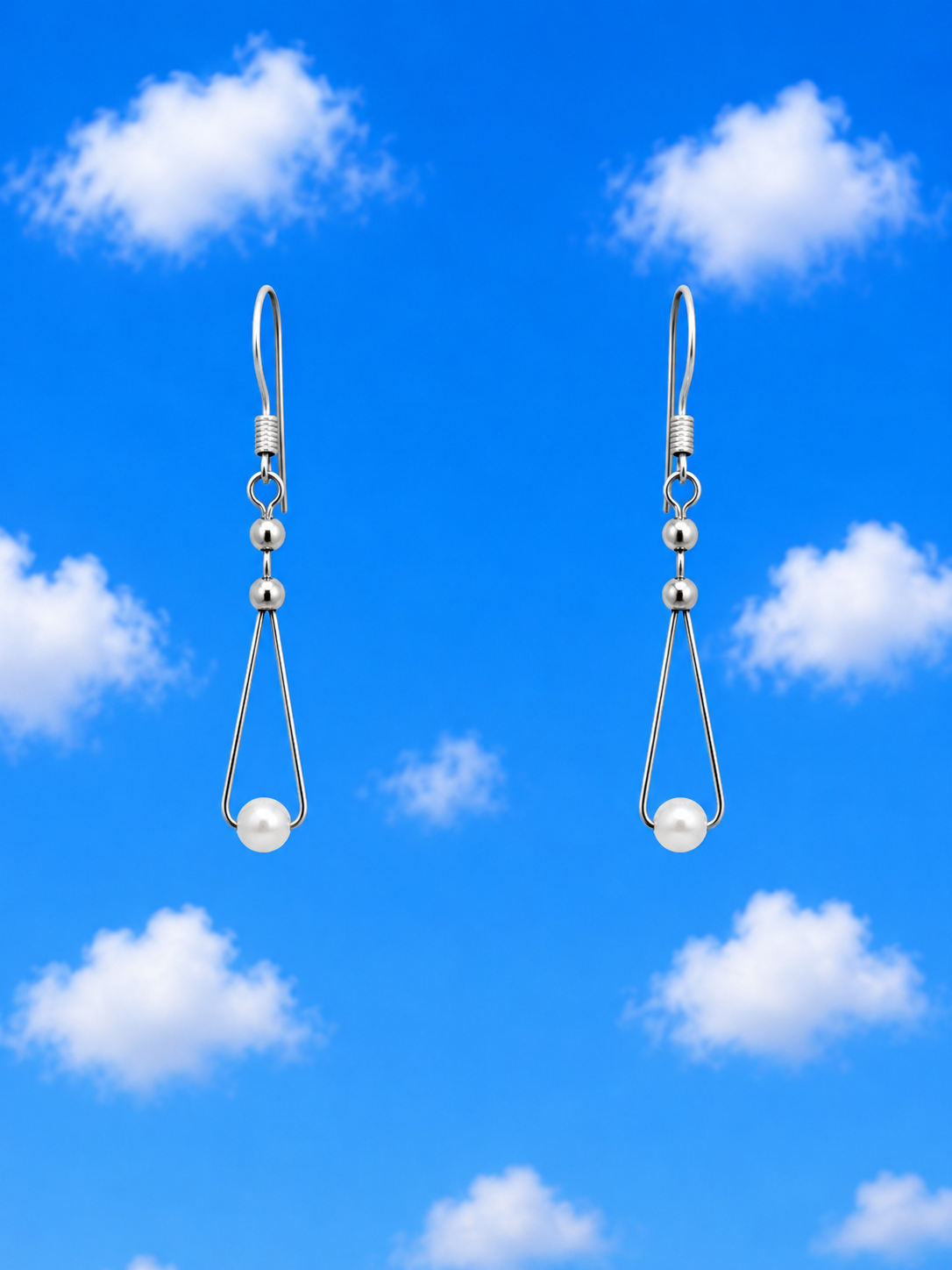 Sterling Silver with a Single Pearl Earrings