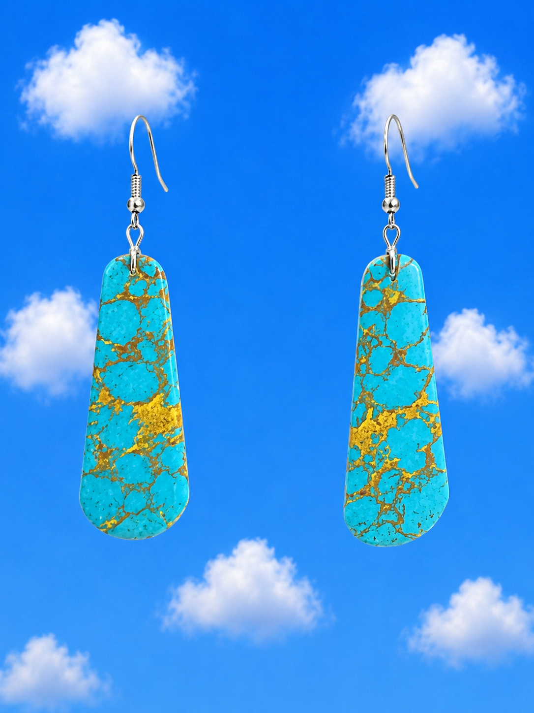 Navajo Turquoise Slab Dangle Earrings