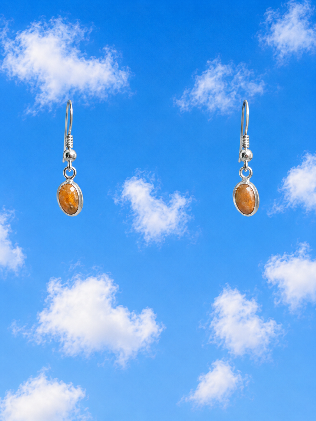 Sterling Silver with Amber Stones Earrings