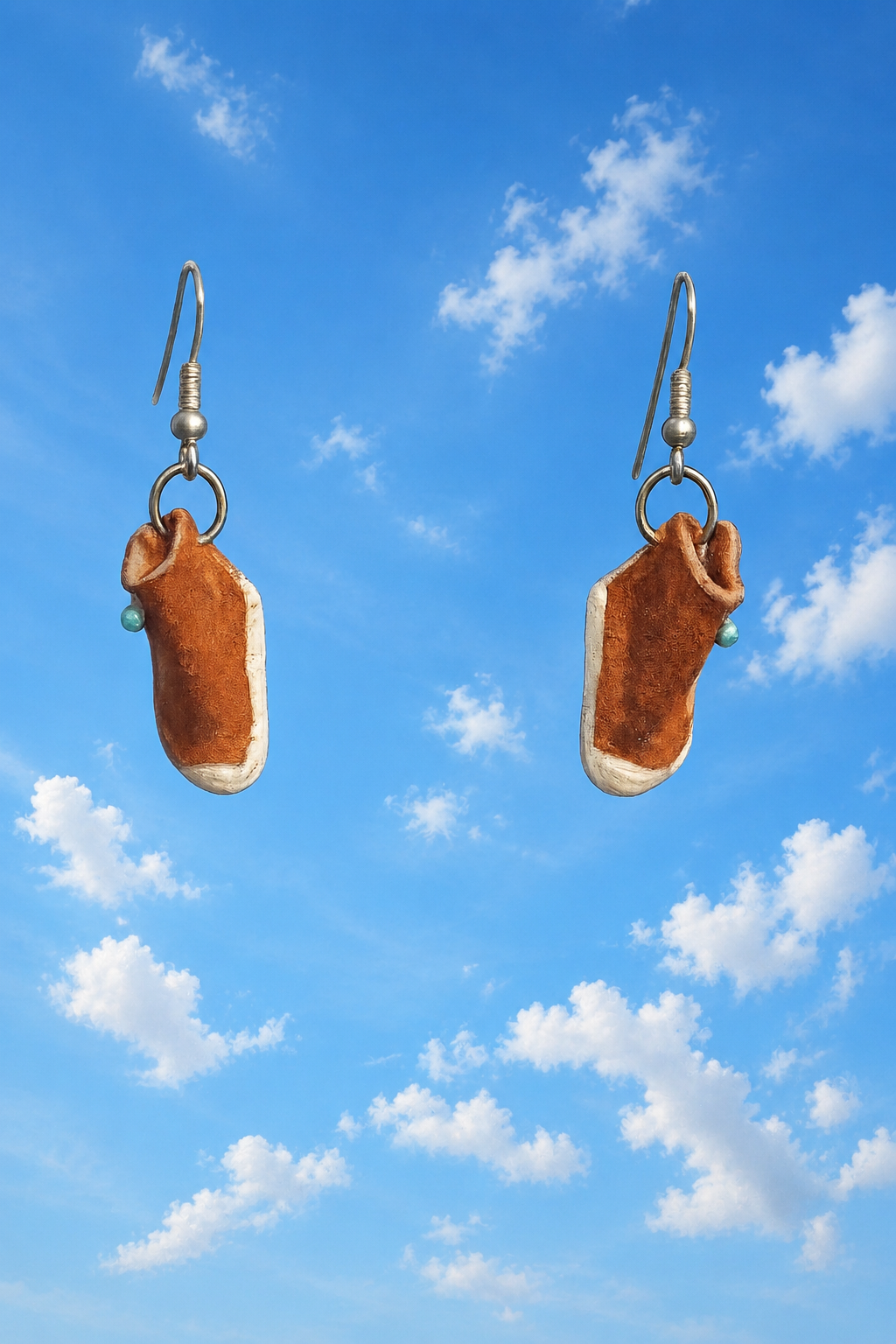 Mini Leather Gold and Brown Moccasin Earrings