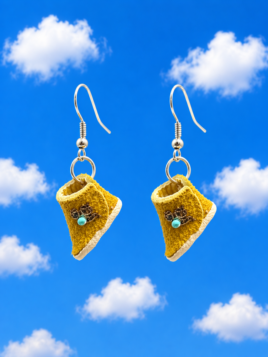 Mini Leather Gold and Brown Moccasin Earrings
