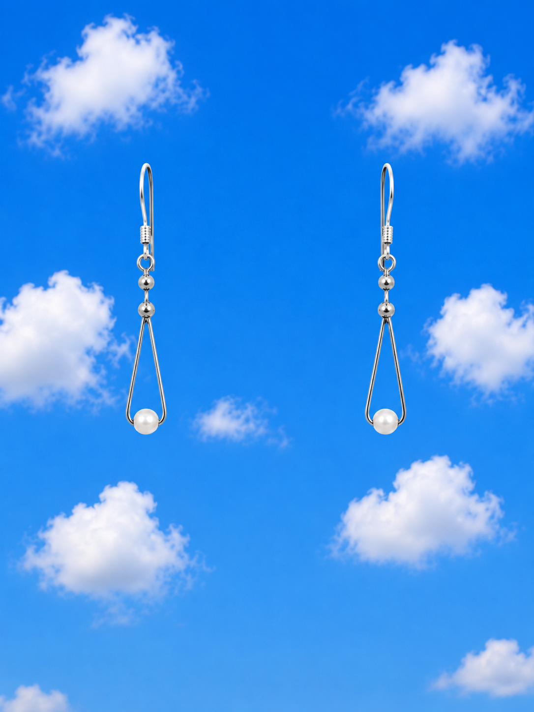 Sterling Silver with a Single Pearl Earrings