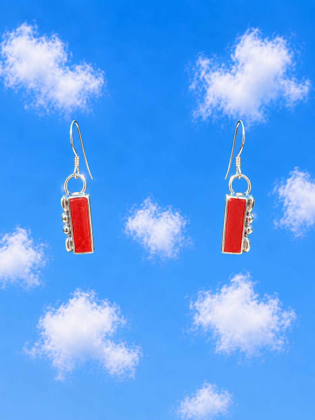 Rectangle Amber Stones set in Sterling Silver Earrings
