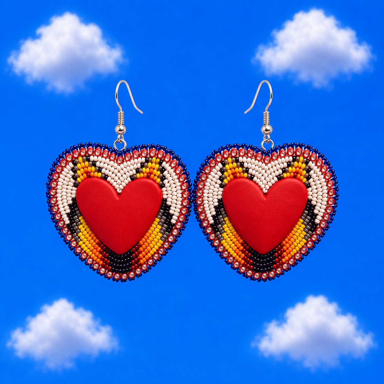 Native American Beaded Heart Earrings 1 of 1’s