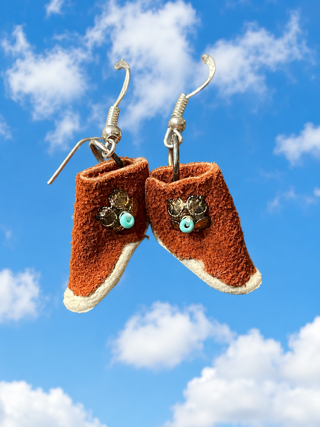 Mini Leather Gold and Brown Moccasin Earrings