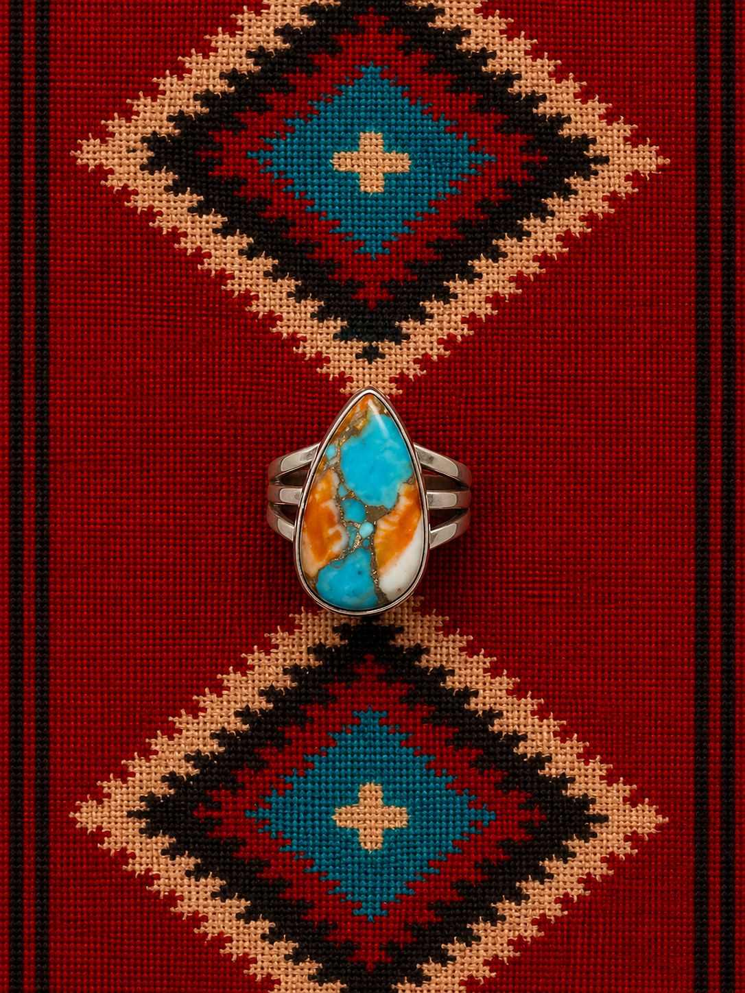 Oyster copper Turquiose sterling silver ring