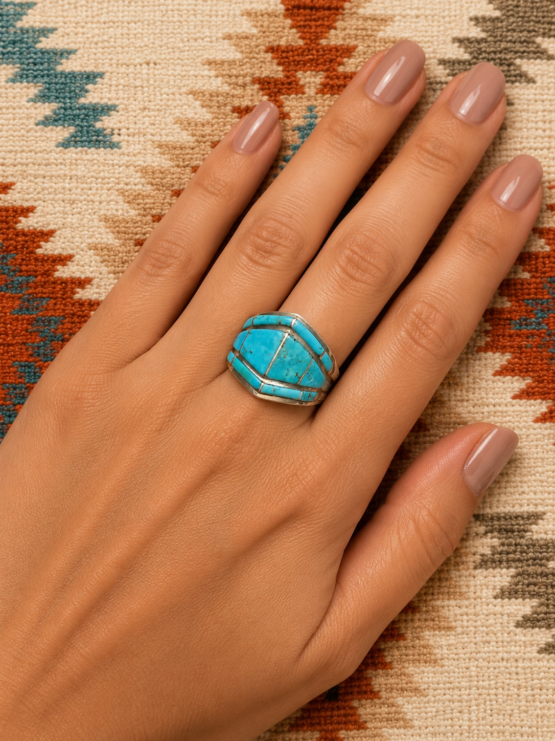 Inlay Turquiose sterling silver ring