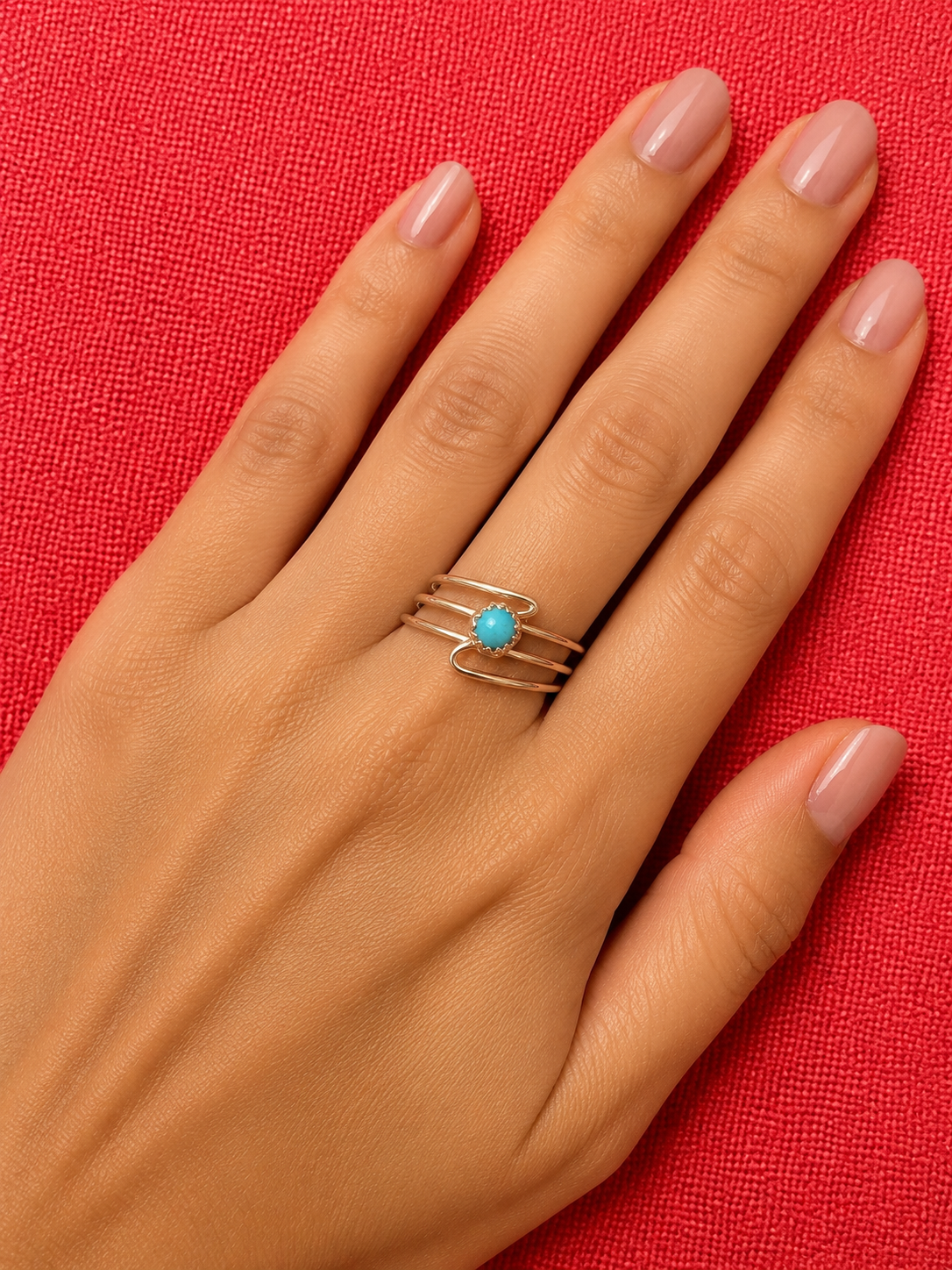 Turquiose 3 wire  sterling silver ring