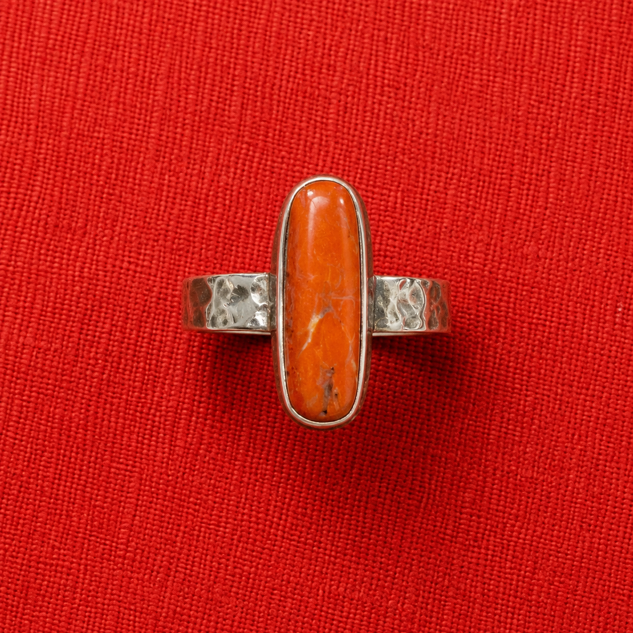 Coral sterling silver ring