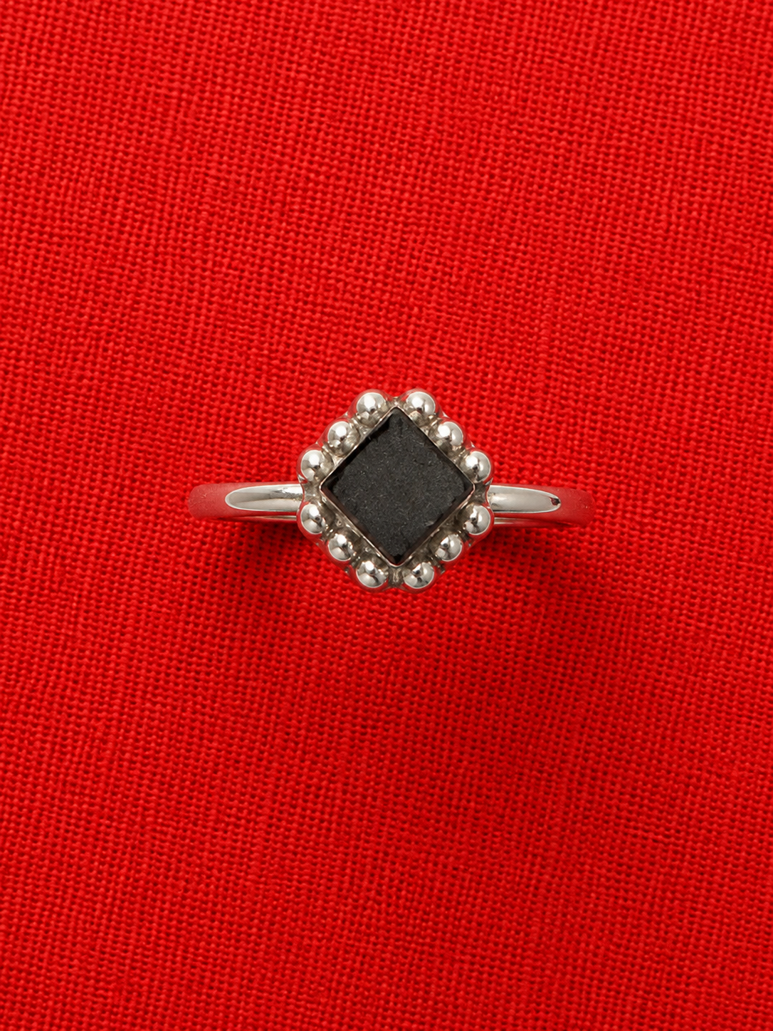 Black onyx stone sterling silver ring
