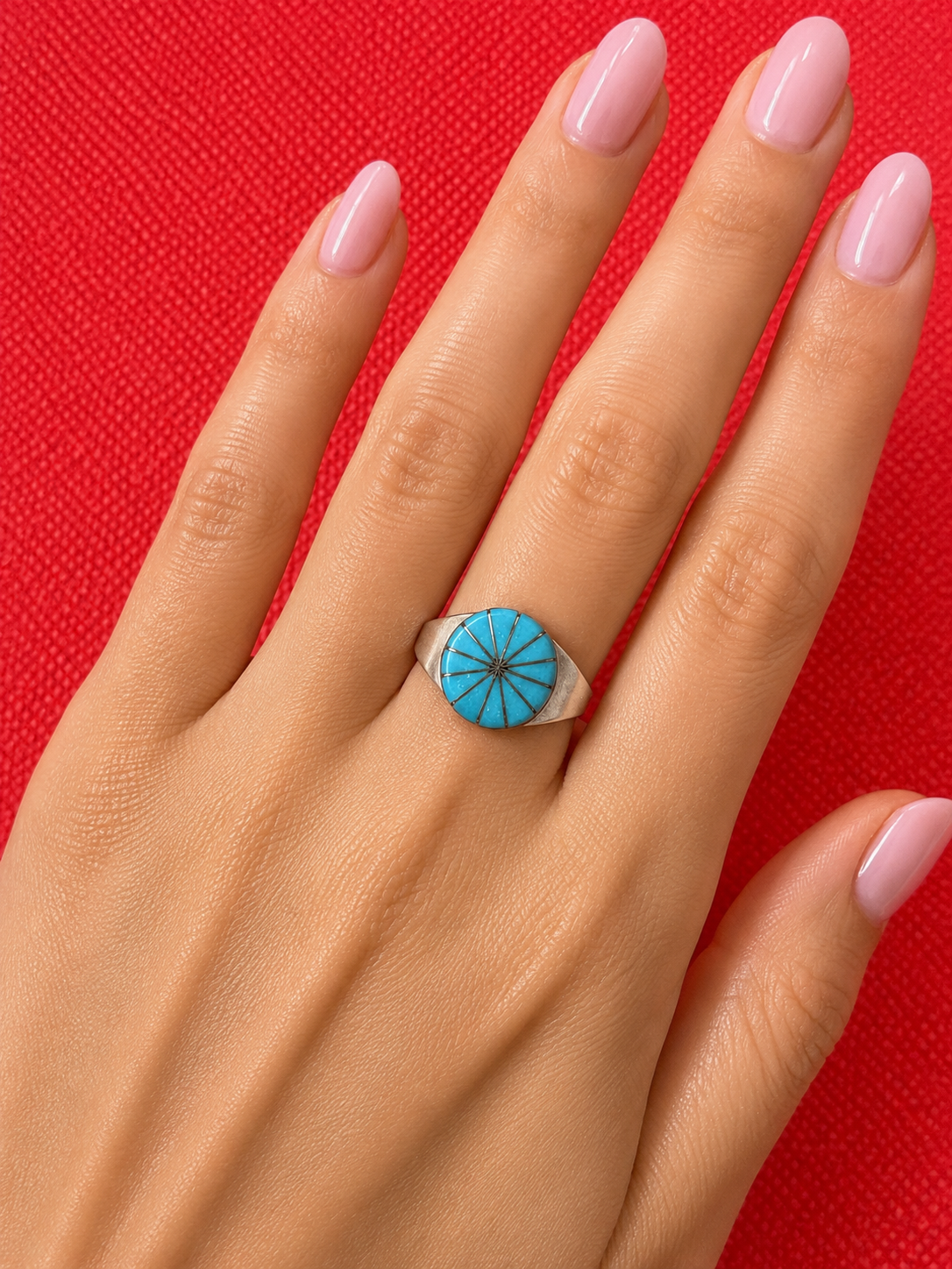 Turquoise inlay sterling silver ring