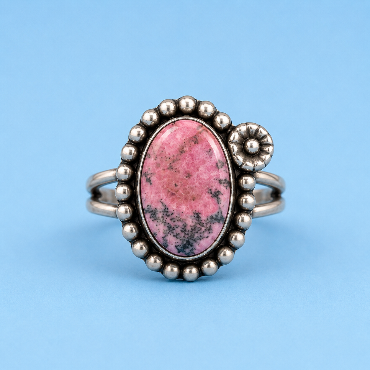Rhodonite sterling silver ring
