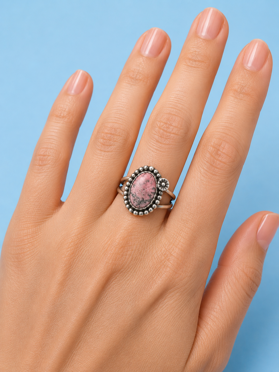Rhodonite sterling silver ring