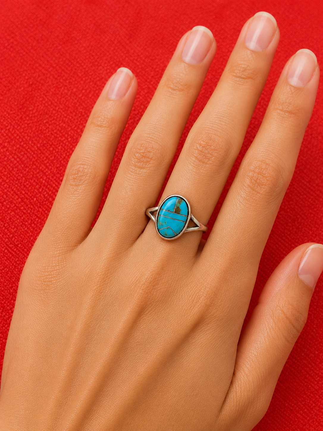 Turquoise inlay sterling silver ring