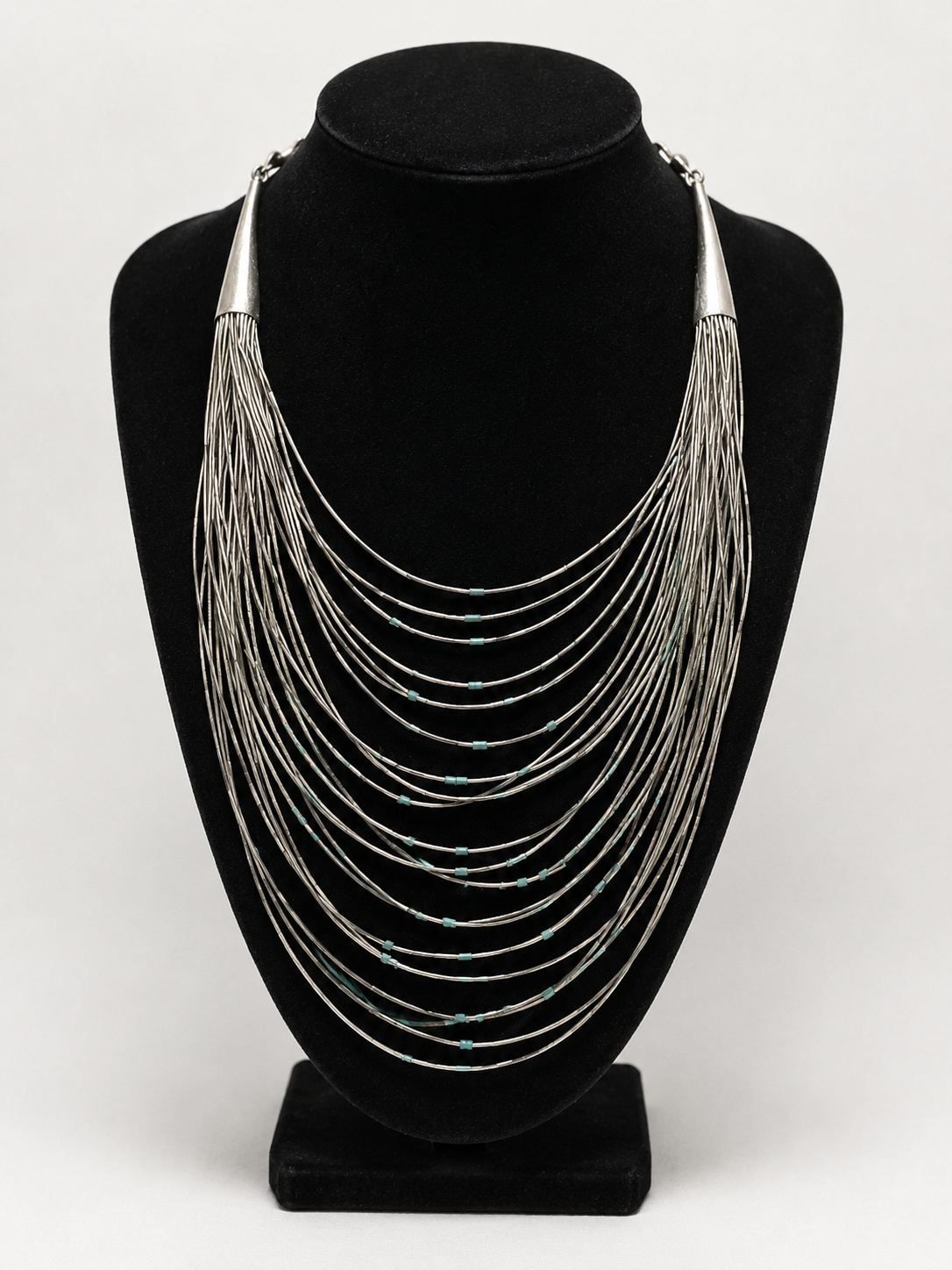 Liquid sterling silver necklace with turquoise stones