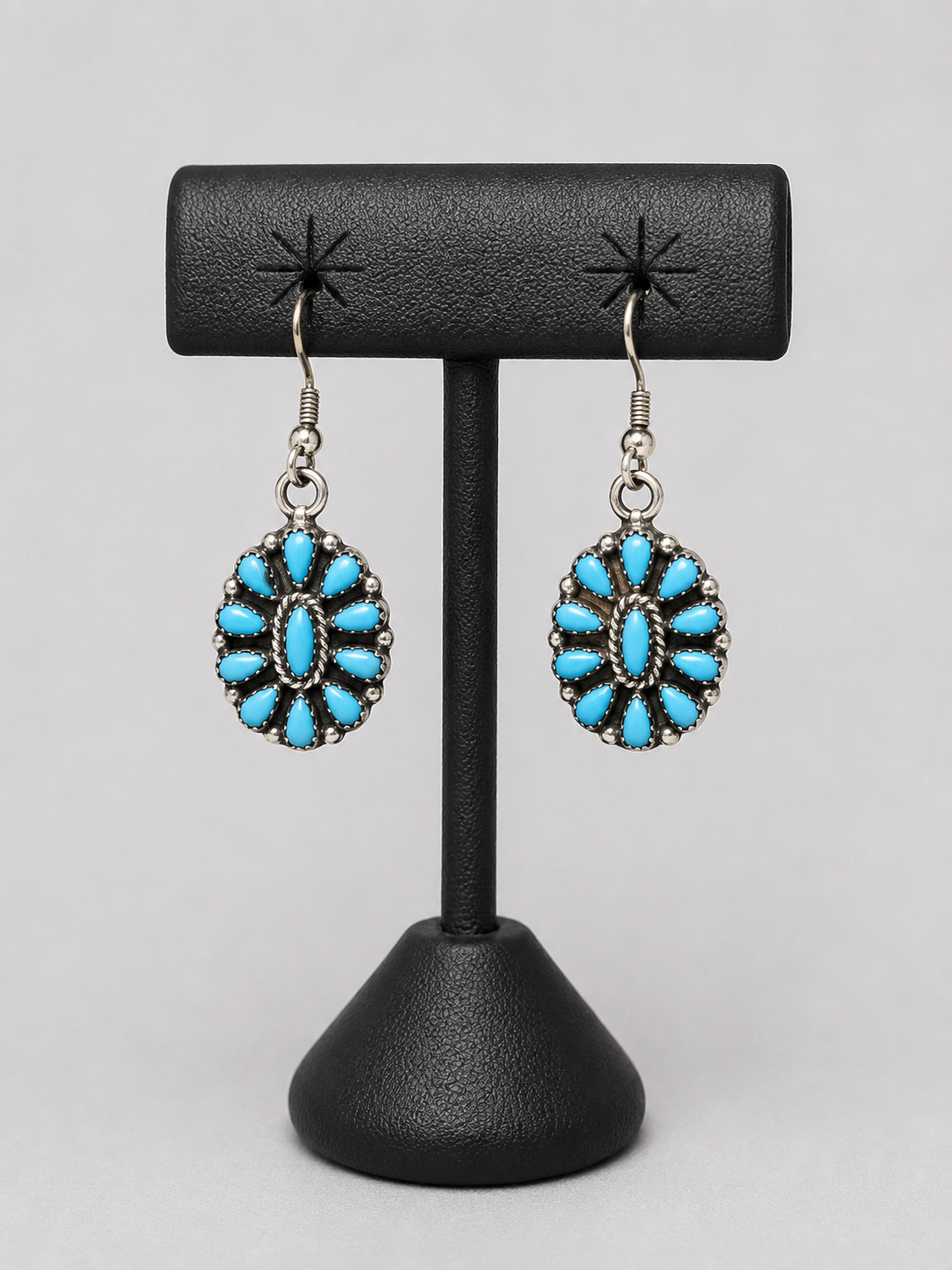Reversible Turquoise/coral squash blossom with earrings