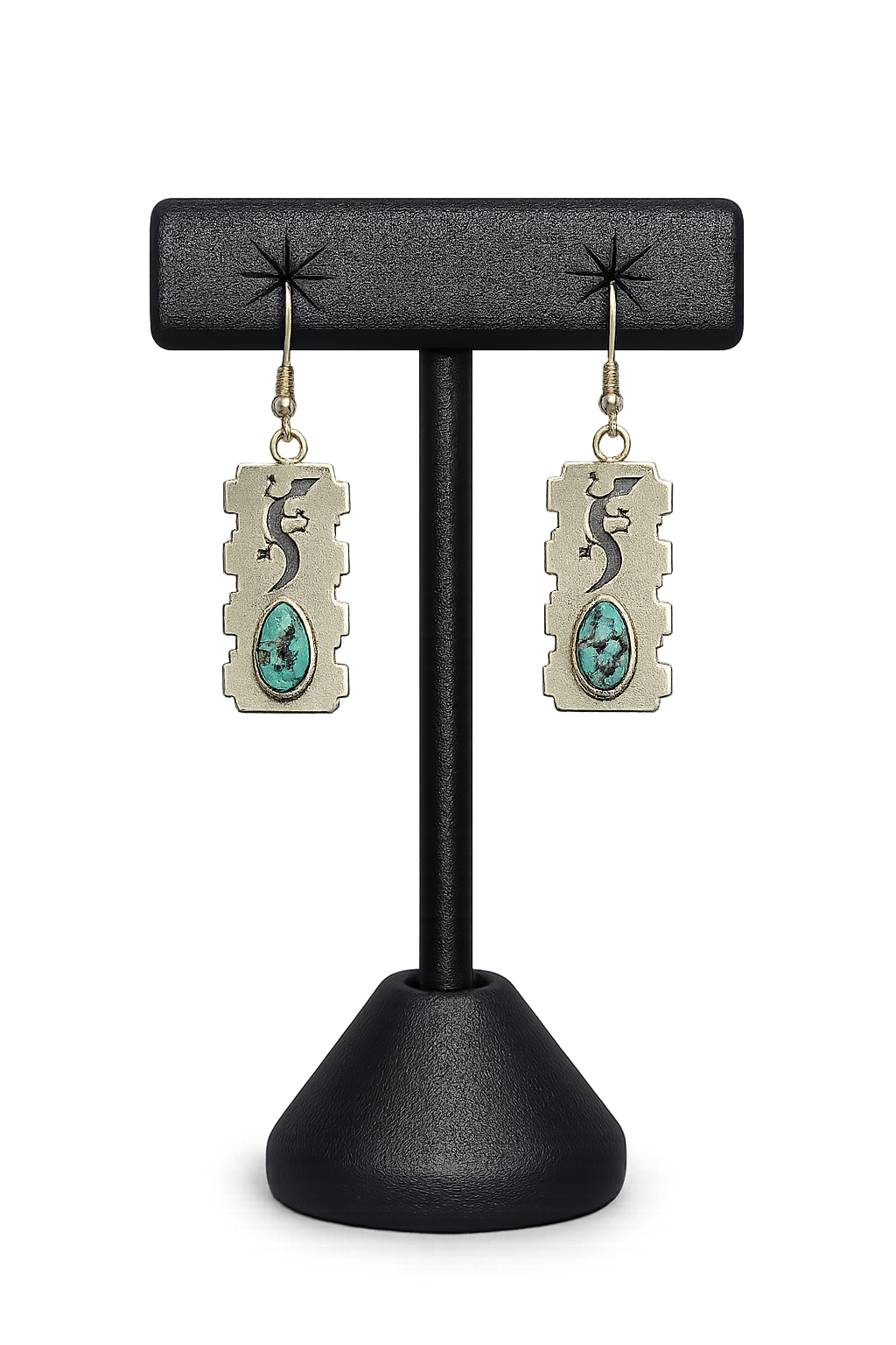 Nickel silver turquoise necklace and earring set