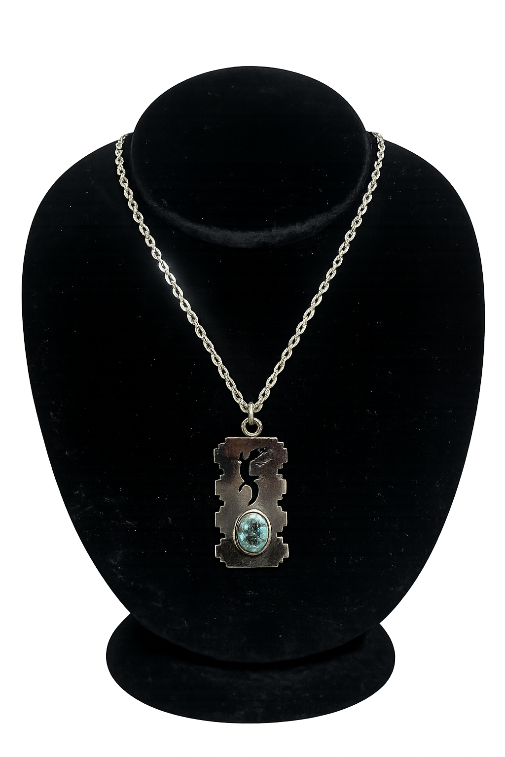 Nickel silver turquoise necklace and earring set