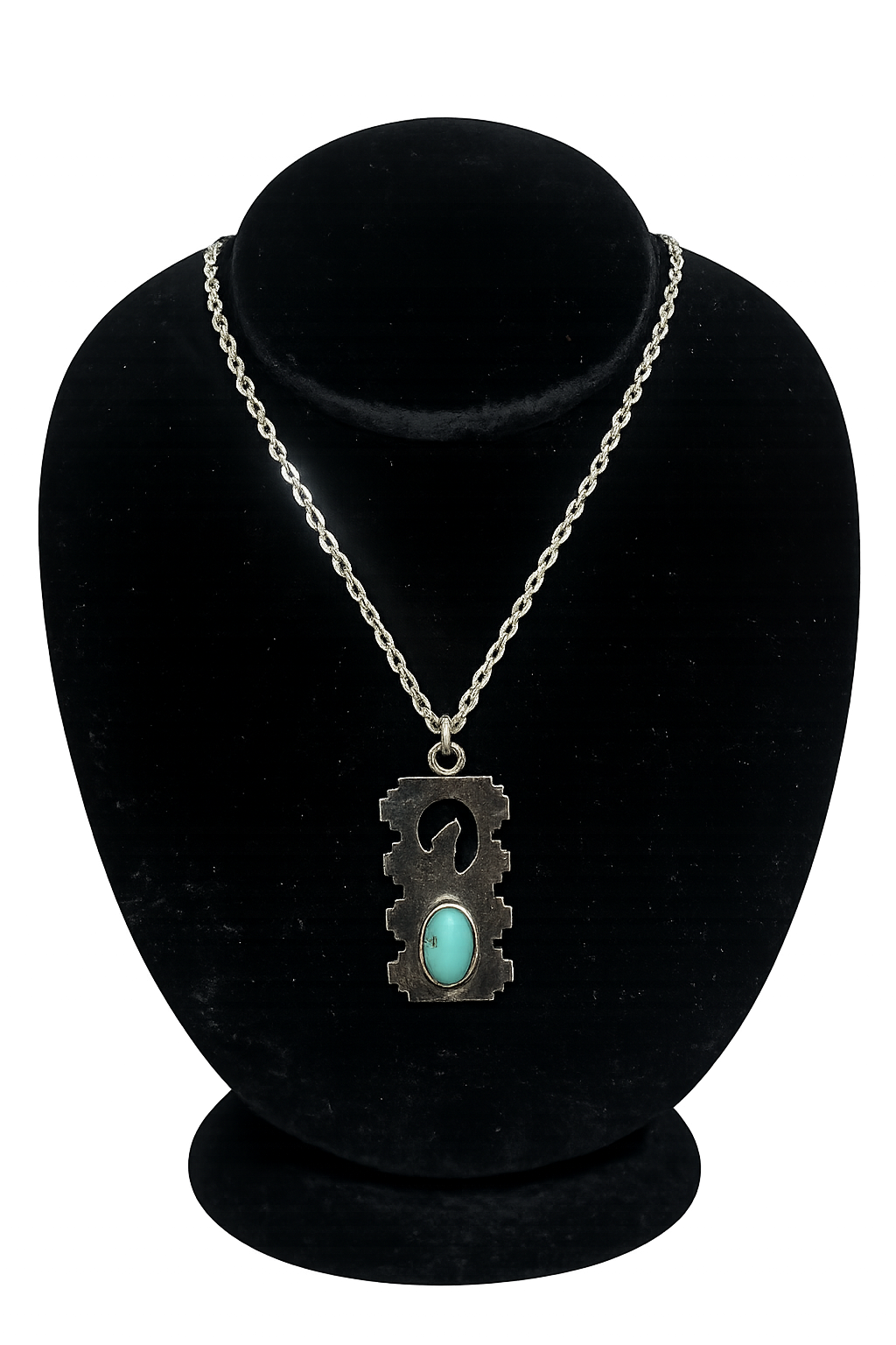 Nickel silver turquoise necklace and earring set