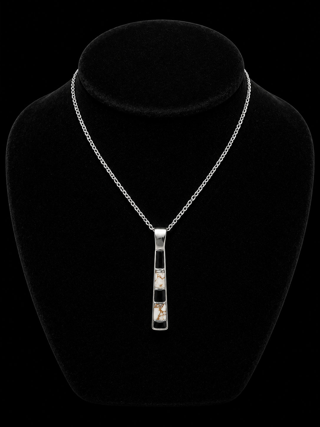 Onyx/jasper stone sterling silver necklace and earring set