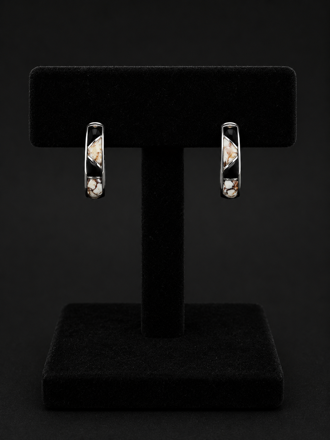 Onyx/jasper stone sterling silver necklace and earring set